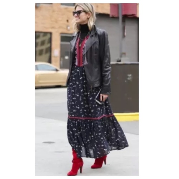 ULLA JOHNSON Leena Silk Embroidered Floral
Printed Midi Boho Dress, Black Size 4 - Picture 2 of 12